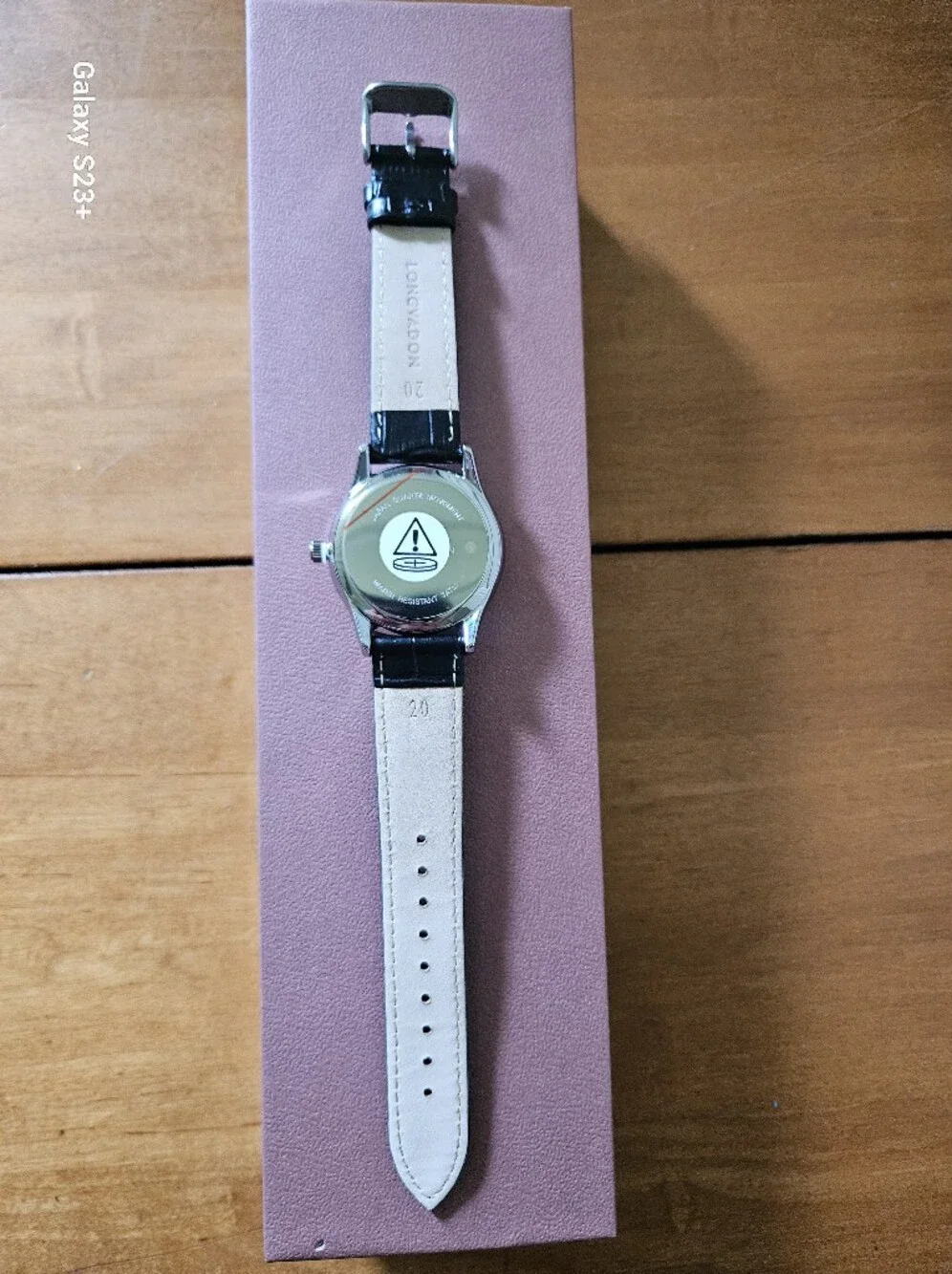 Longvadon NIB! Men's Black Leather and Silver Dial Watch